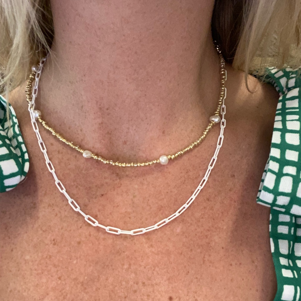 Vici White Paperclip Style Chain Necklace- Nwt